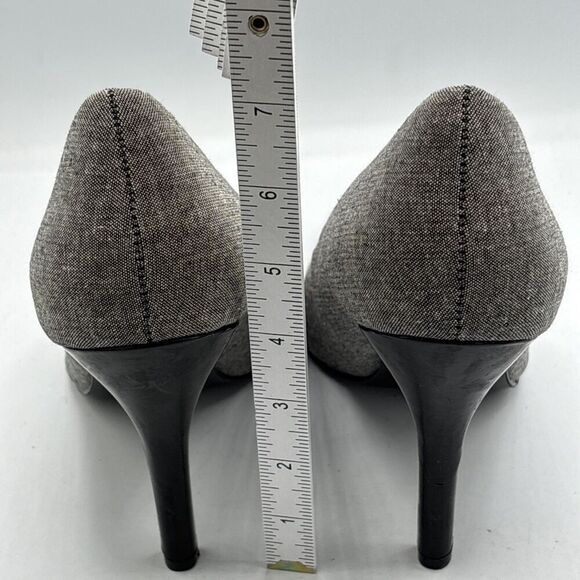 Nine West Gimmelo Heels 10 Tweed Black Patent Stiletto Pointed Toe Dressy - Picture 6 of 12